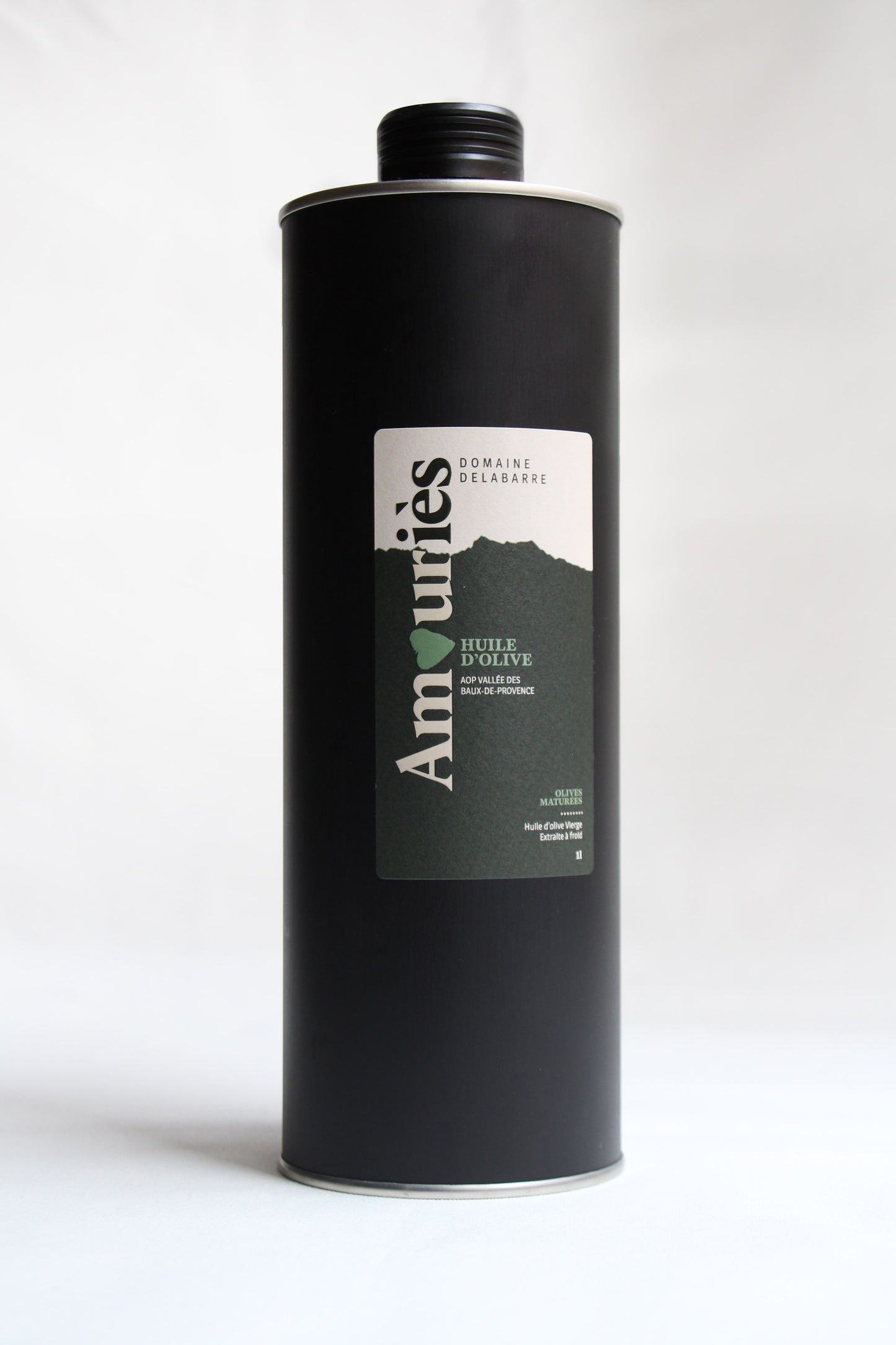 Bidon métal huile d'olive AOP Vallée des Baux-de-Provence olives maturées