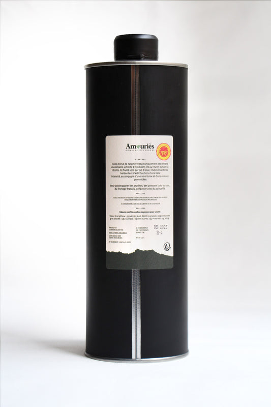 Bidon métal huile d'olive AOP Vallée des Baux-de-Provence cuvée verte