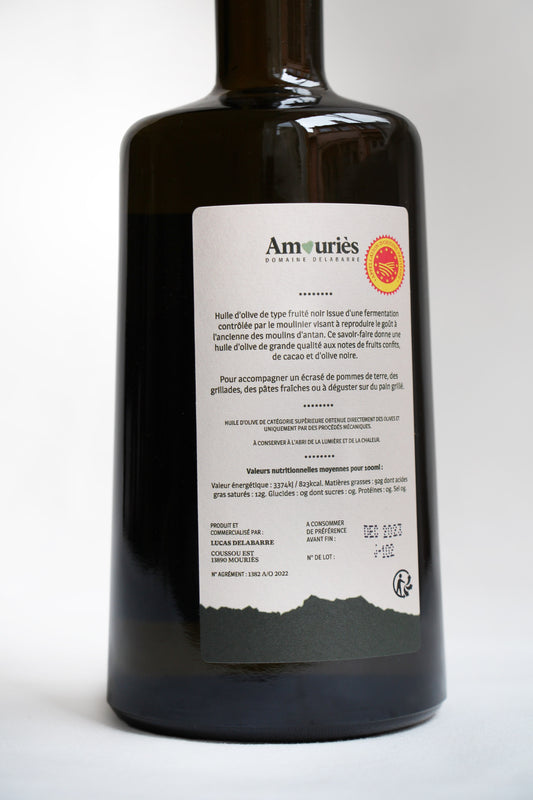 Huile d’olive AOP Vallée des Baux de Provence - Olives maturées - 50cl - Amouriès