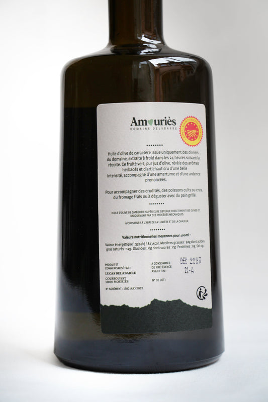 Huile d’olive AOP Vallée des Baux de Provence - Cuvée Verte Bio - 50cl - Amouriès